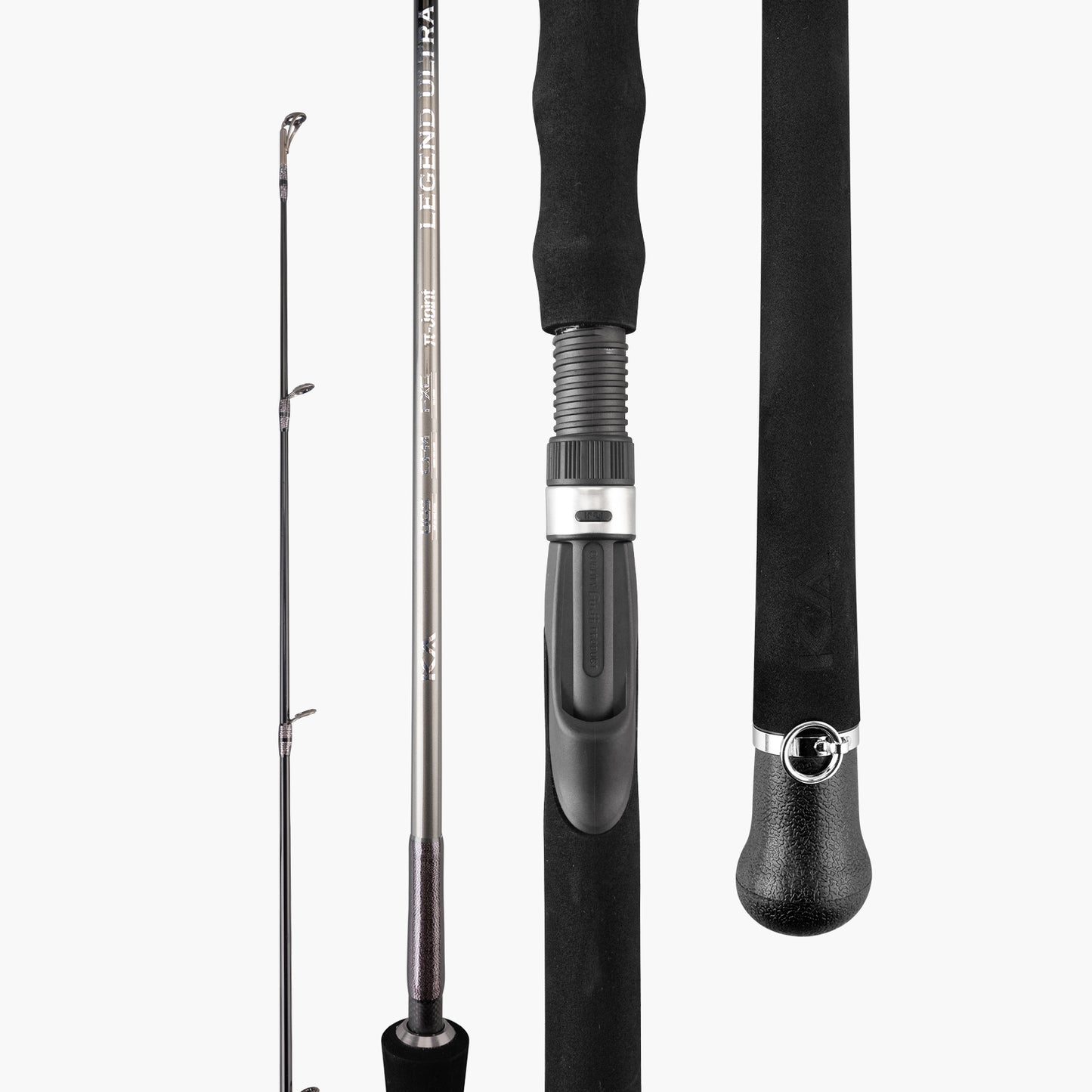 Legend Ultra travel spinning rod with rod blank, reel seat, EVA grip and butt cap details (Gunmenta)