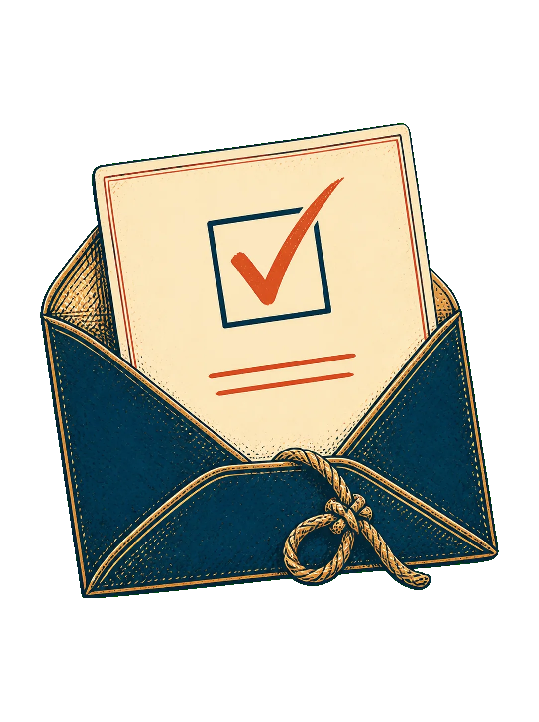 Vintage illustration of an envelope and email consent check